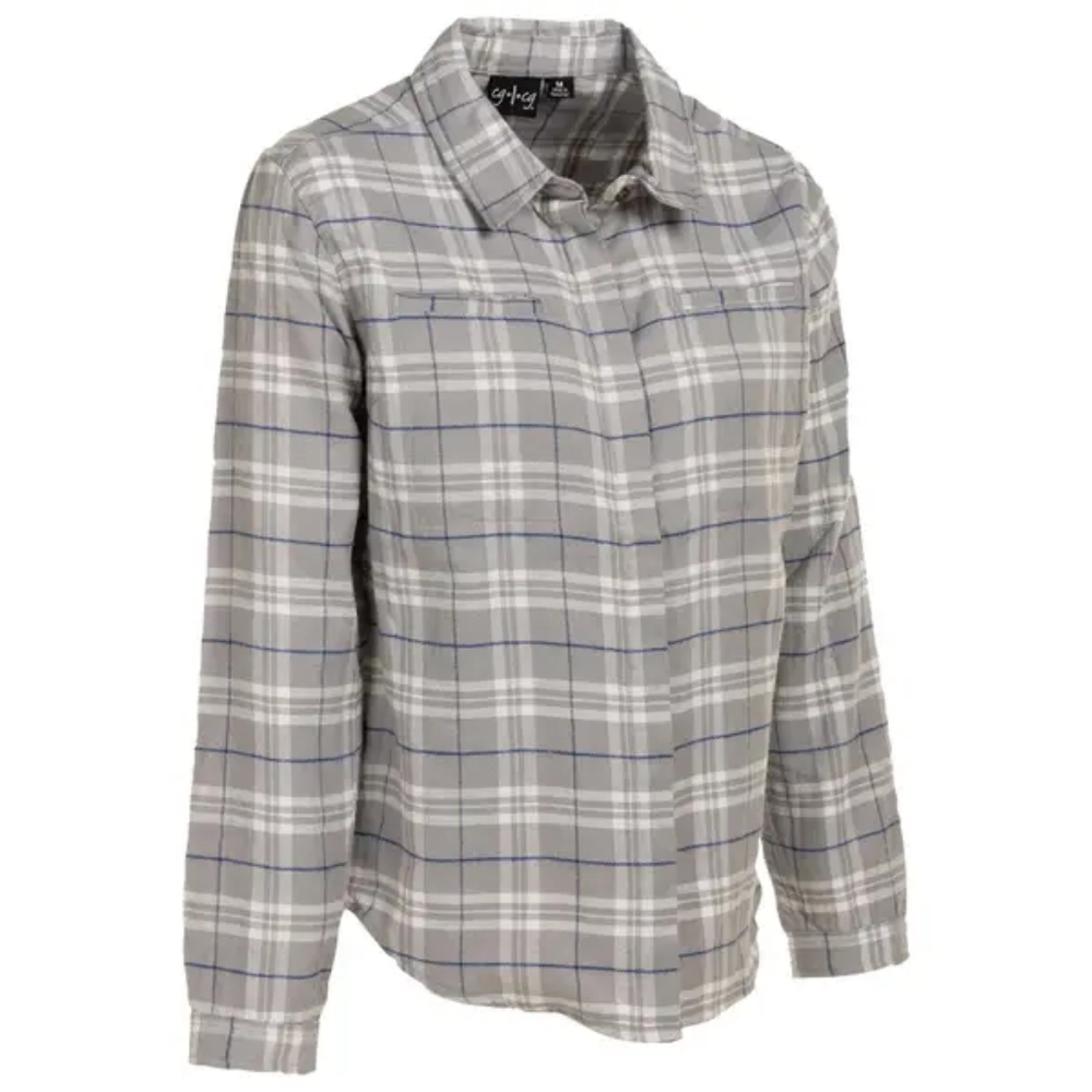 WOMENS size medium hidden button front FLANNEL shirt • cg l cg